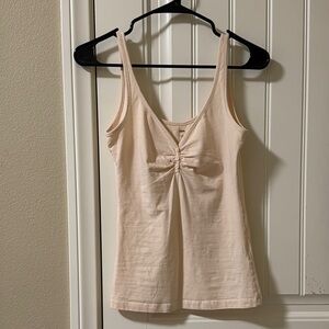 H&M Peach Fitted Tank Top with Ruched Button Front